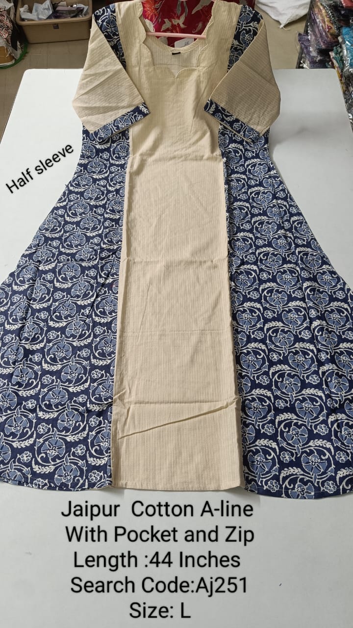 Sandal Jaipur Cotton A-Line Kurtis - AJ251