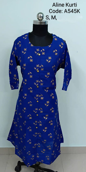 Blue Silk Cotton A-Line Kurtis -A545K