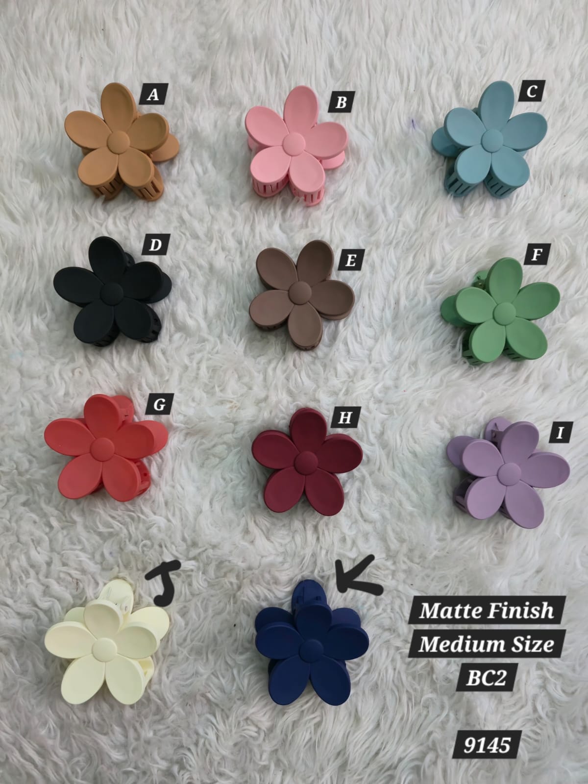 Flower Shaped Matte Finish Medium Size Hair Claw - Korean Fashion - BC2
