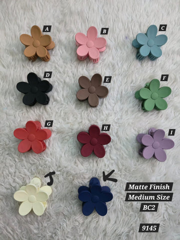 Flower Shaped Matte Finish Medium Size Hair Claw - Korean Fashion - BC2