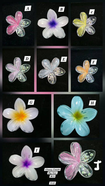 Flower Shaped Glossy Finish Large Size Hair Claw - Korean Fashion - BC4