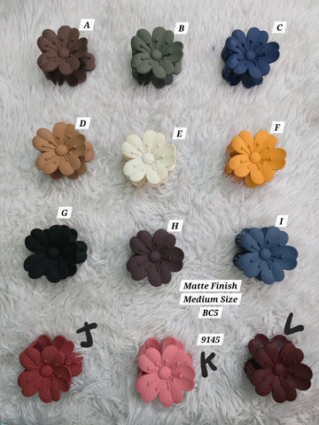 Flower Shaped Matte Finish Medium Size Hair Claw - Korean Fashion - BC5
