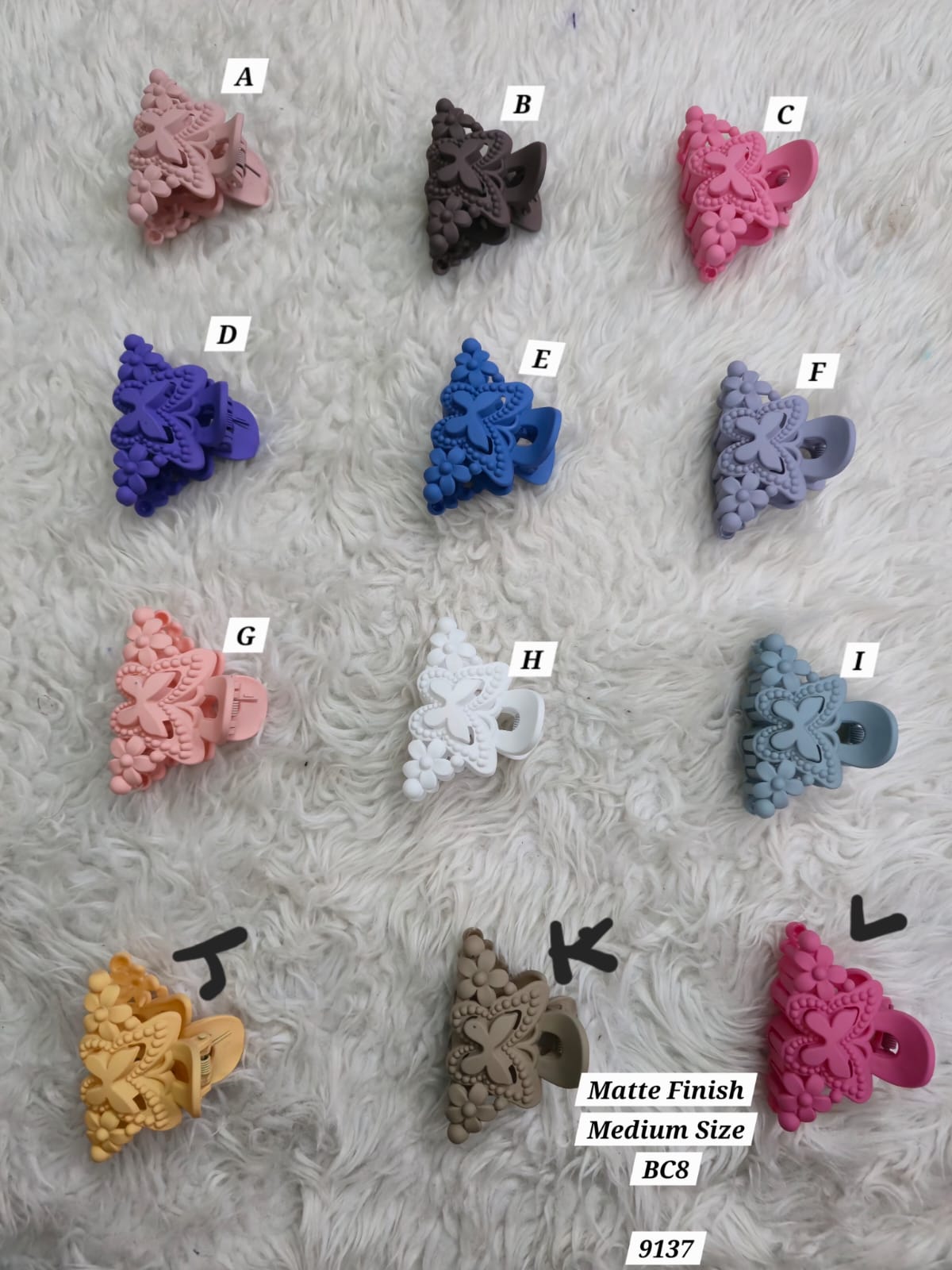 Flower Shaped Matte Finish Medium Size Hair Claw - Korean Fashion - BC8