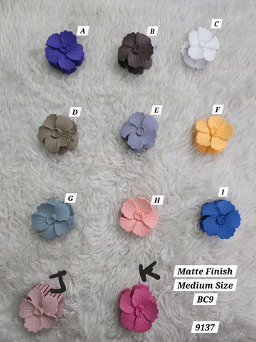 Flower Shaped Matte Finish Medium Size Hair Claw - Korean Fashion - BC9