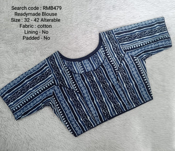 Blue Princess Cut Ready Made Blouse -RMB479