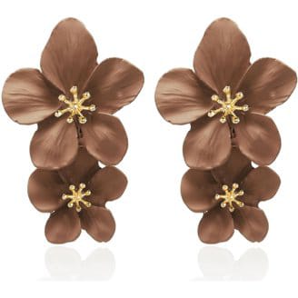 Brown Flower Korean Earrings - KE144