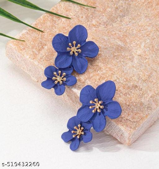 Blue Flower Korean Earrings - KE143