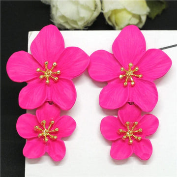 Pink Flower Korean Earrings - KE145