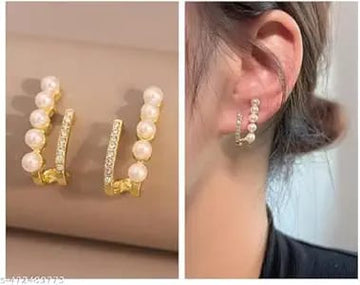 Gold Plated  Pearl Korean Earrings - KE150