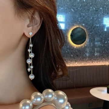 Gold Plated  Pearl Korean Earrings - KE154