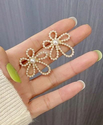 Gold Plated Flower Korean Earrings - KE159