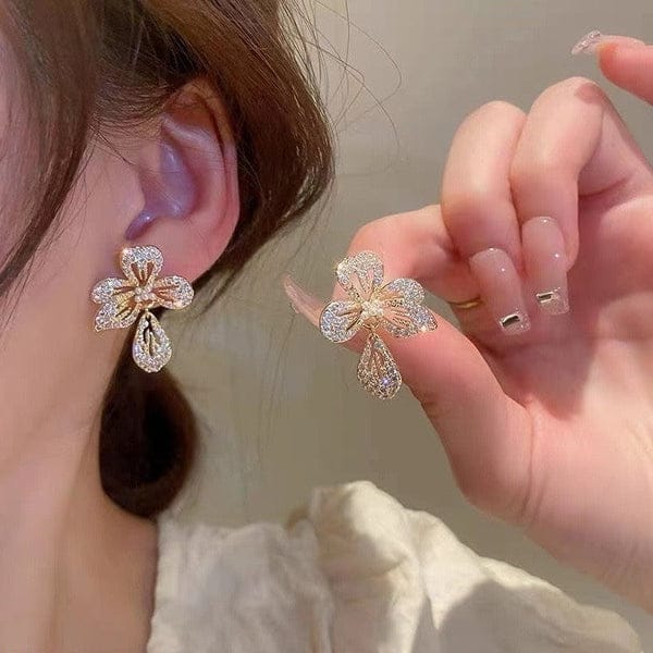 Gold Plated Flower Korean Earrings - KE164