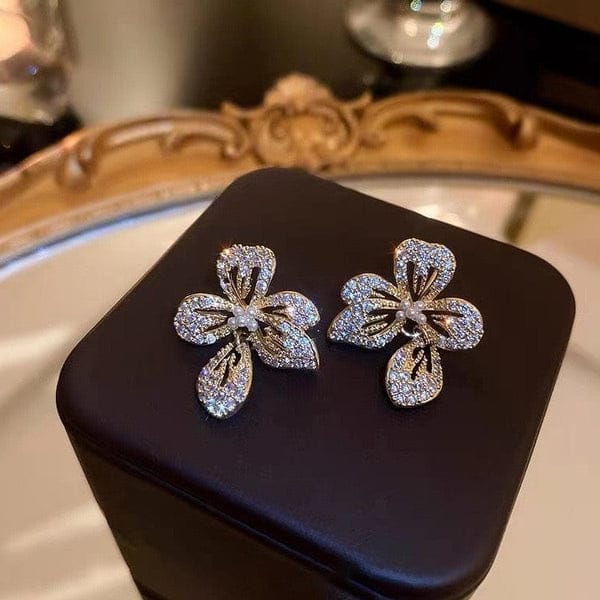 Gold Plated Flower Korean Earrings - KE164