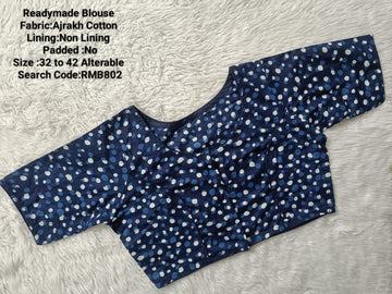Ink Blue Princess Cut Ready Made Blouse -RMB802