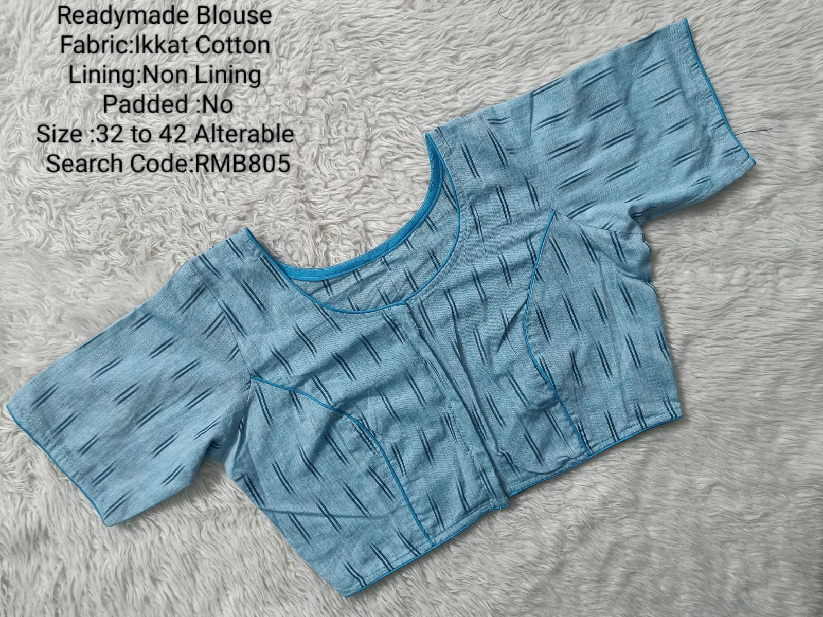 Blue Princess Cut Ready Made Blouse -RMB805