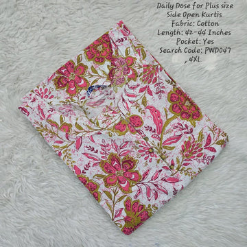 White Rayon Plus Size Daily wear Budget Side Open  Kurtis - PWD047