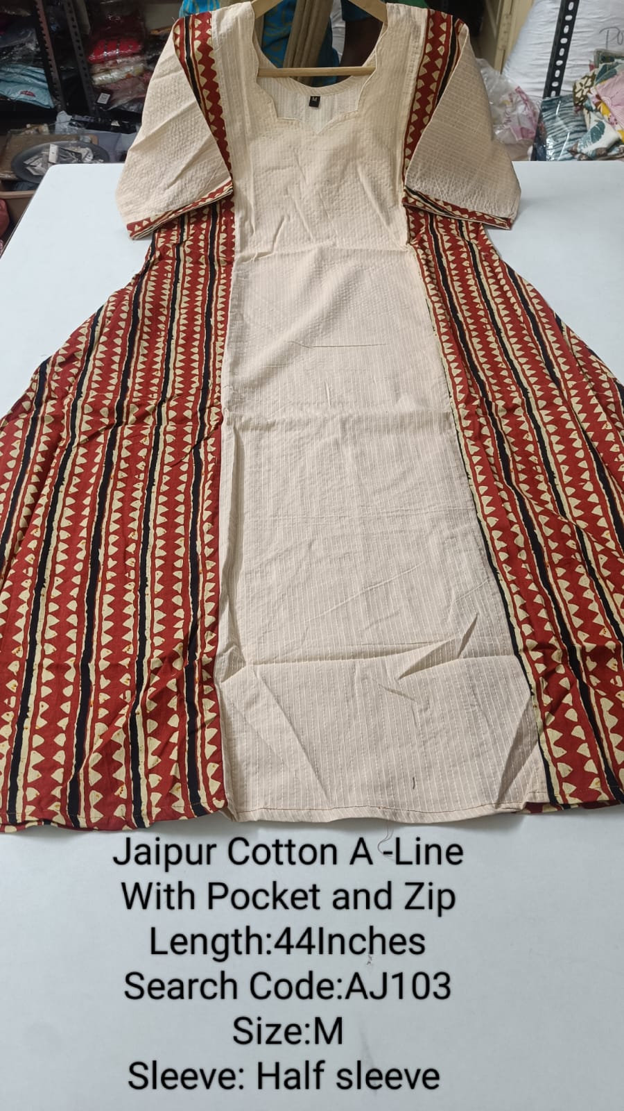 Brown Jaipur Cotton A-Line Kurtis - AJ103
