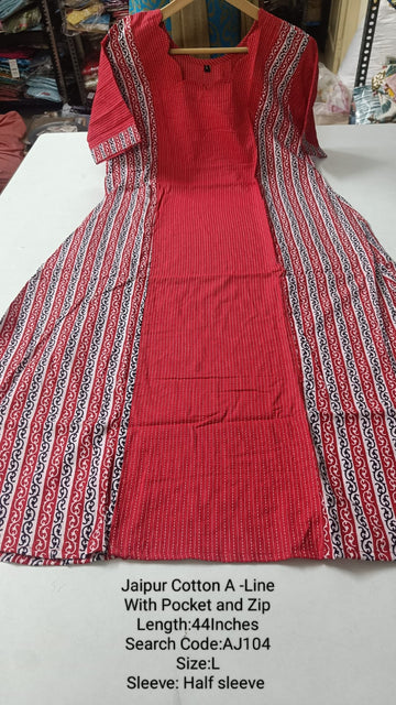RedJaipur Cotton A-Line Kurtis - AJ104