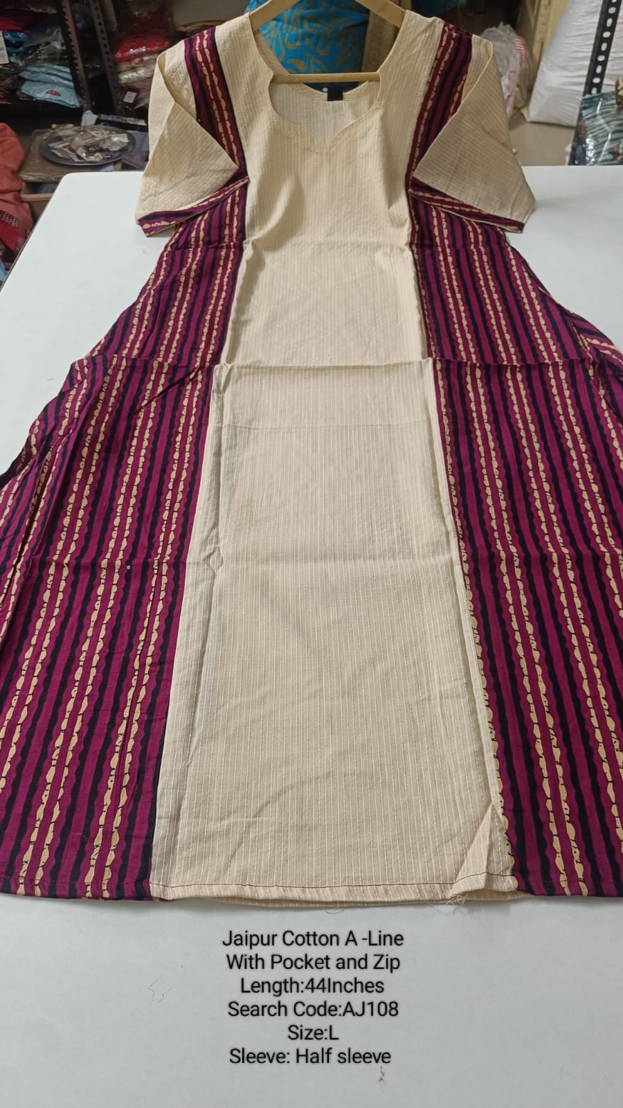 Wine Jaipur Cotton A-Line Kurtis - AJ108