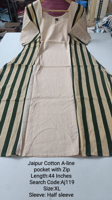Sandal Jaipur Cotton A-Line Kurtis - AJ119