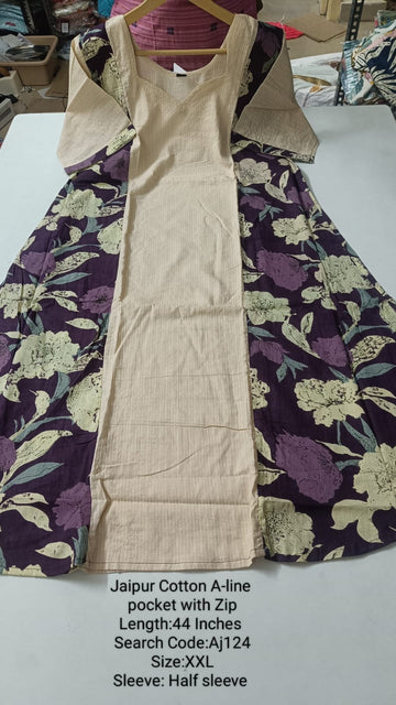 Sandal Jaipur Cotton A-Line Kurtis - AJ124