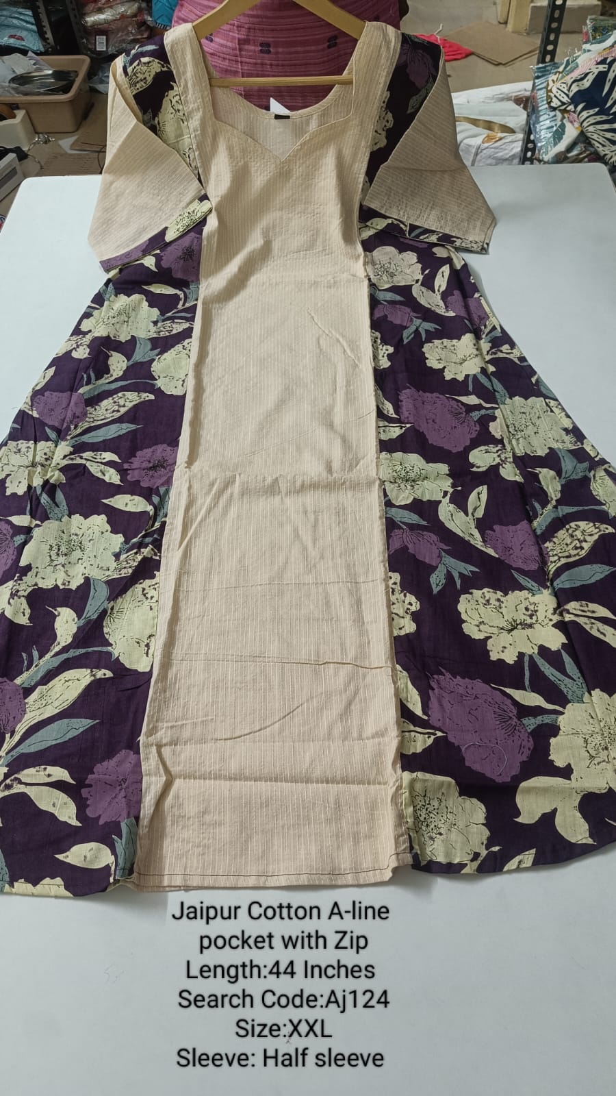 Sandal Jaipur Cotton A-Line Kurtis - AJ124