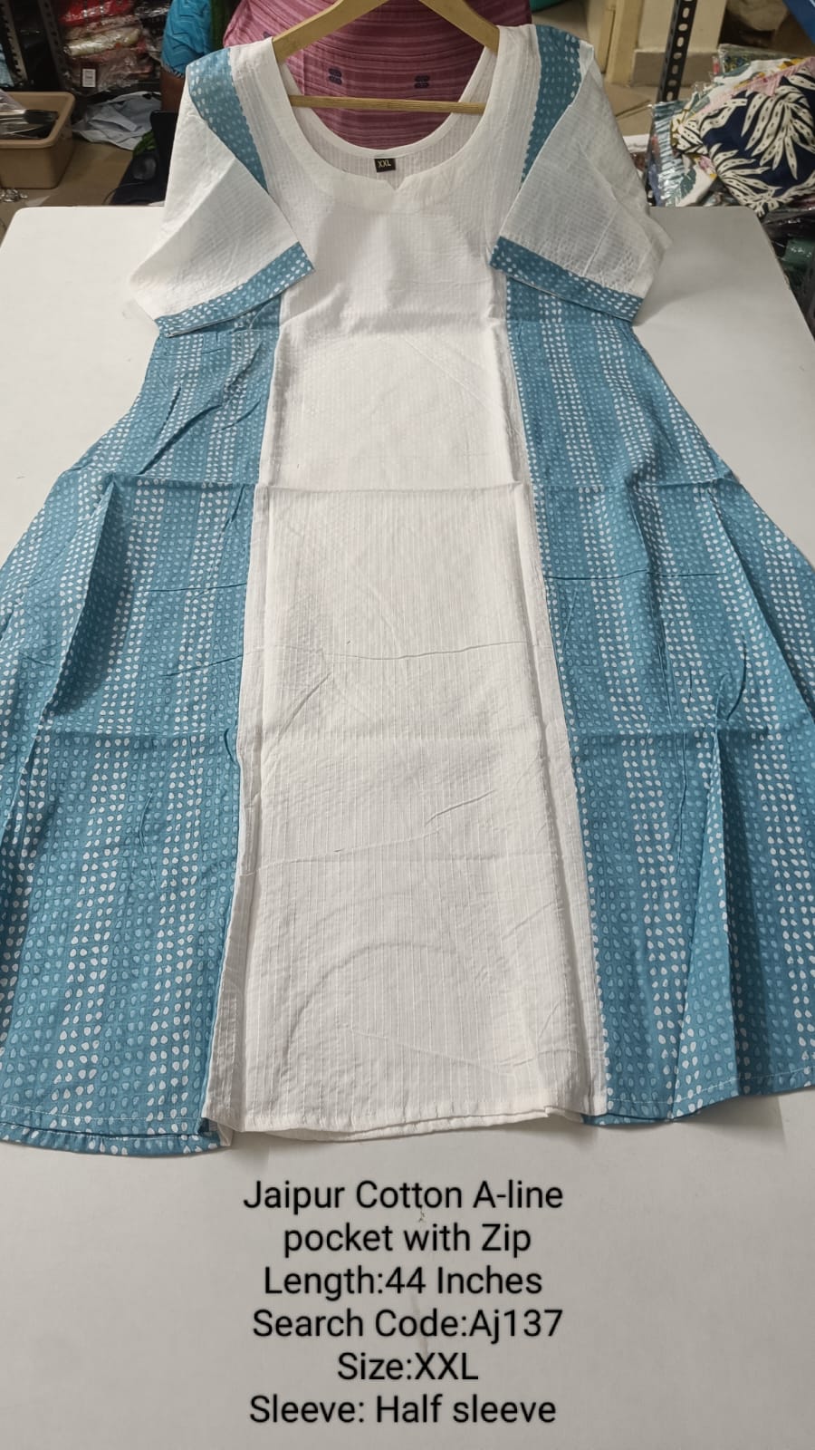 White Jaipur Cotton A-Line Kurtis - AJ135