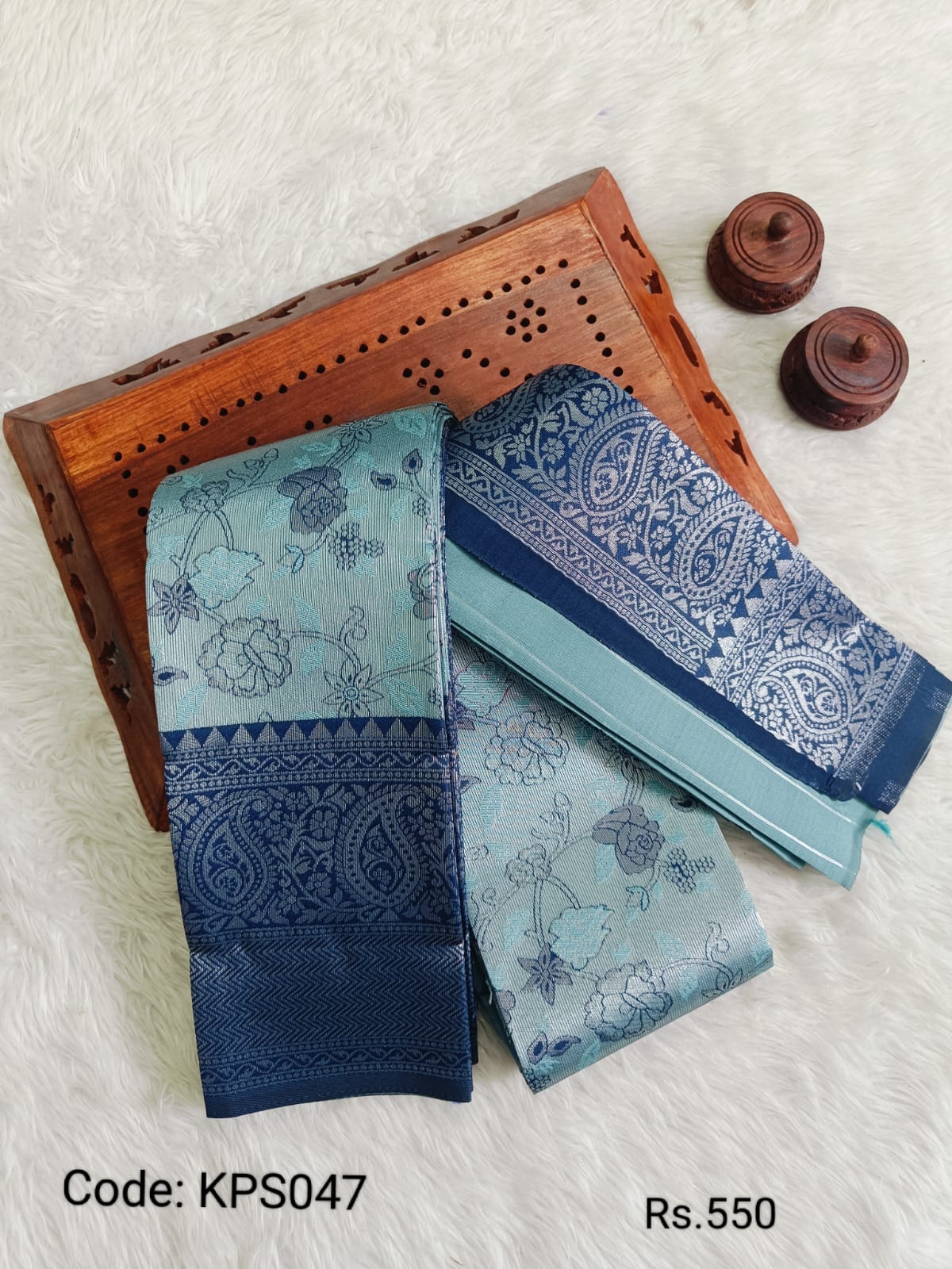 Blue Kubera Pattu Saree - KPS047