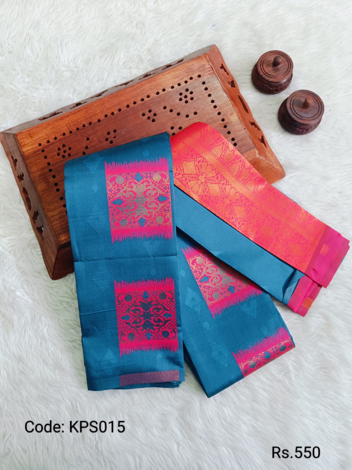 Dark Blue Kubera Pattu Saree - KPS015