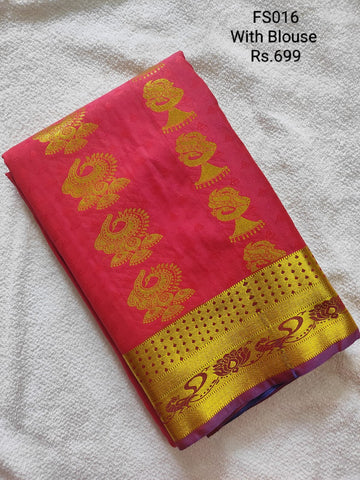 Pink  Saree with Blouse - FS016