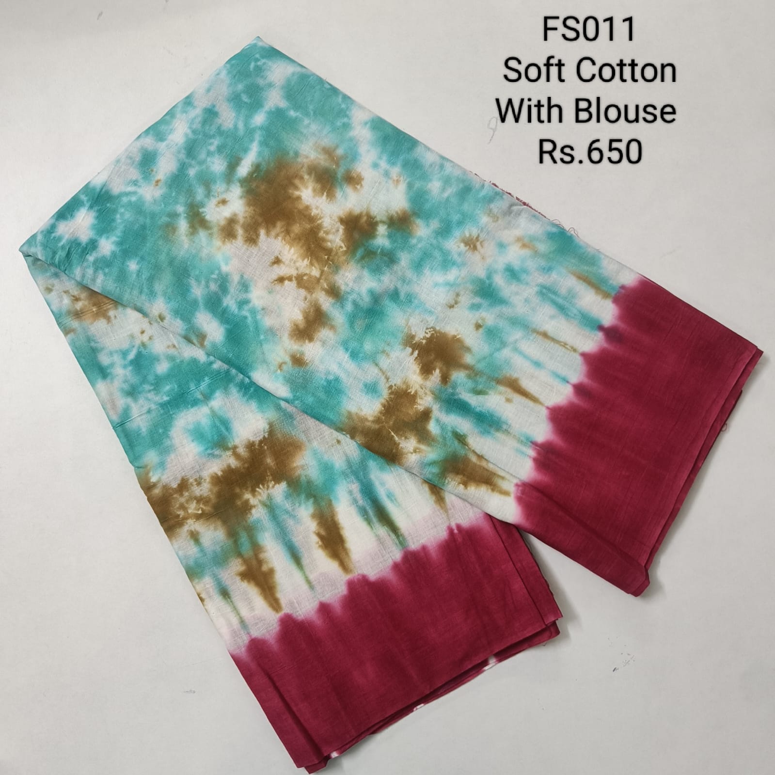 Blue Jaipur Cotton 80's Count Saree -FS011