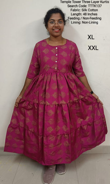 Magenta Temple Tower Three Layer Maxi - TTTK137