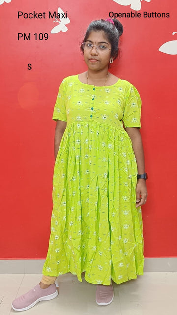 Parrot Green Temple Tower Three Layer Maxi - PM109