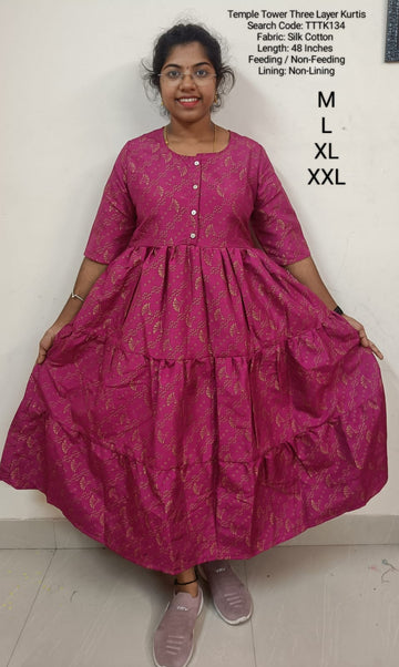 Dark Magenta Temple Tower Three Layer Maxi -TTTK134