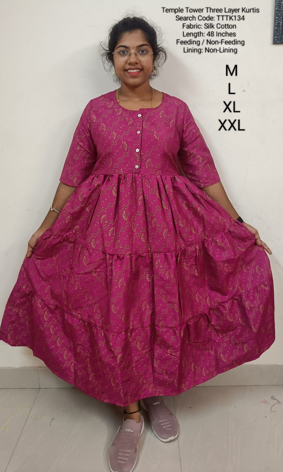 Dark Magenta Temple Tower Three Layer Maxi -TTTK134