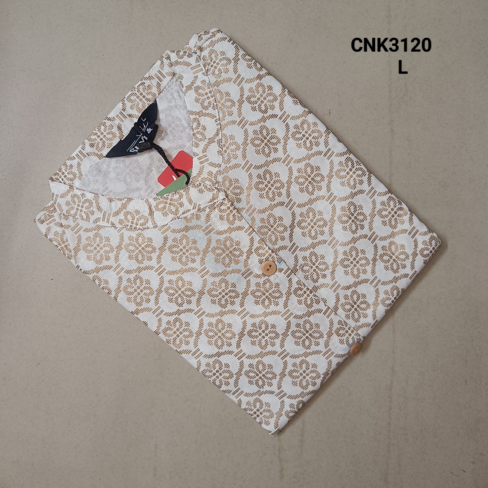 White Collar neck with Centre slit kurti - CNK3120