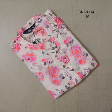 White Collar neck with Centre slit Kurti - CNK3114