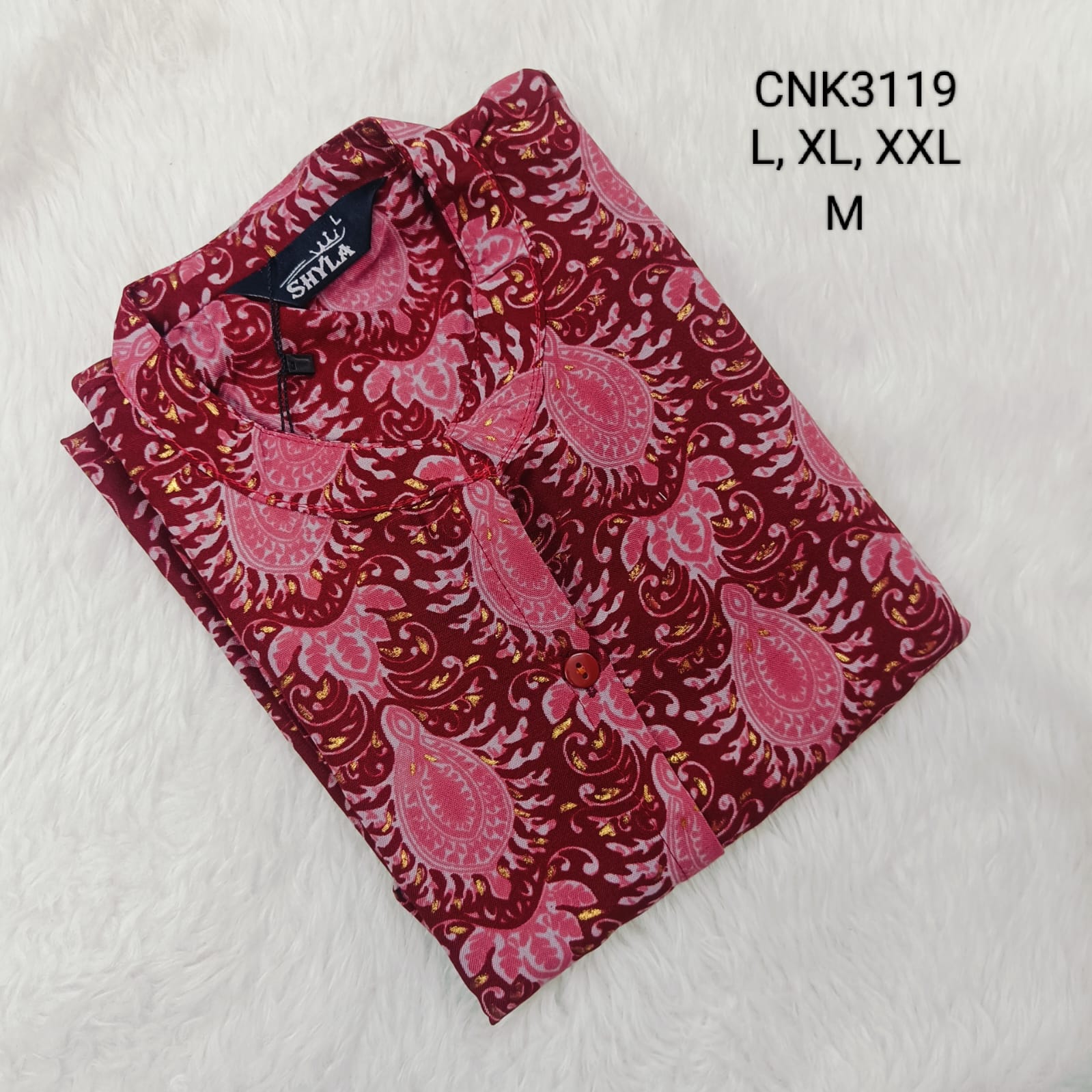 Maroon  Collar neck with Centre slit Kurti - CNK3119