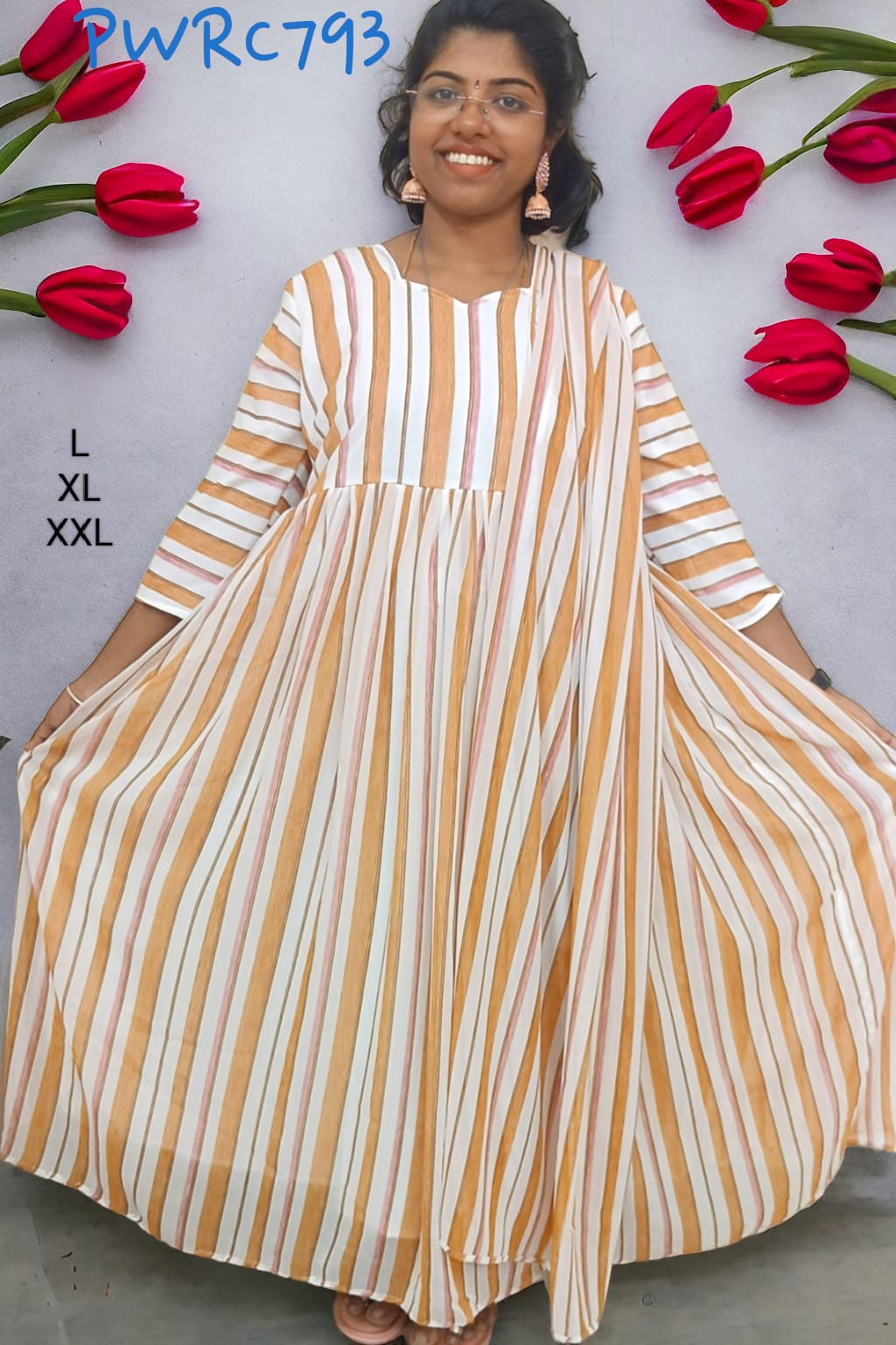 Sandal Georgette trending maxi gown with dupatta - PWRC793