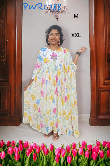 Yellow Georgette trending maxi gown with dupatta - PWRC788