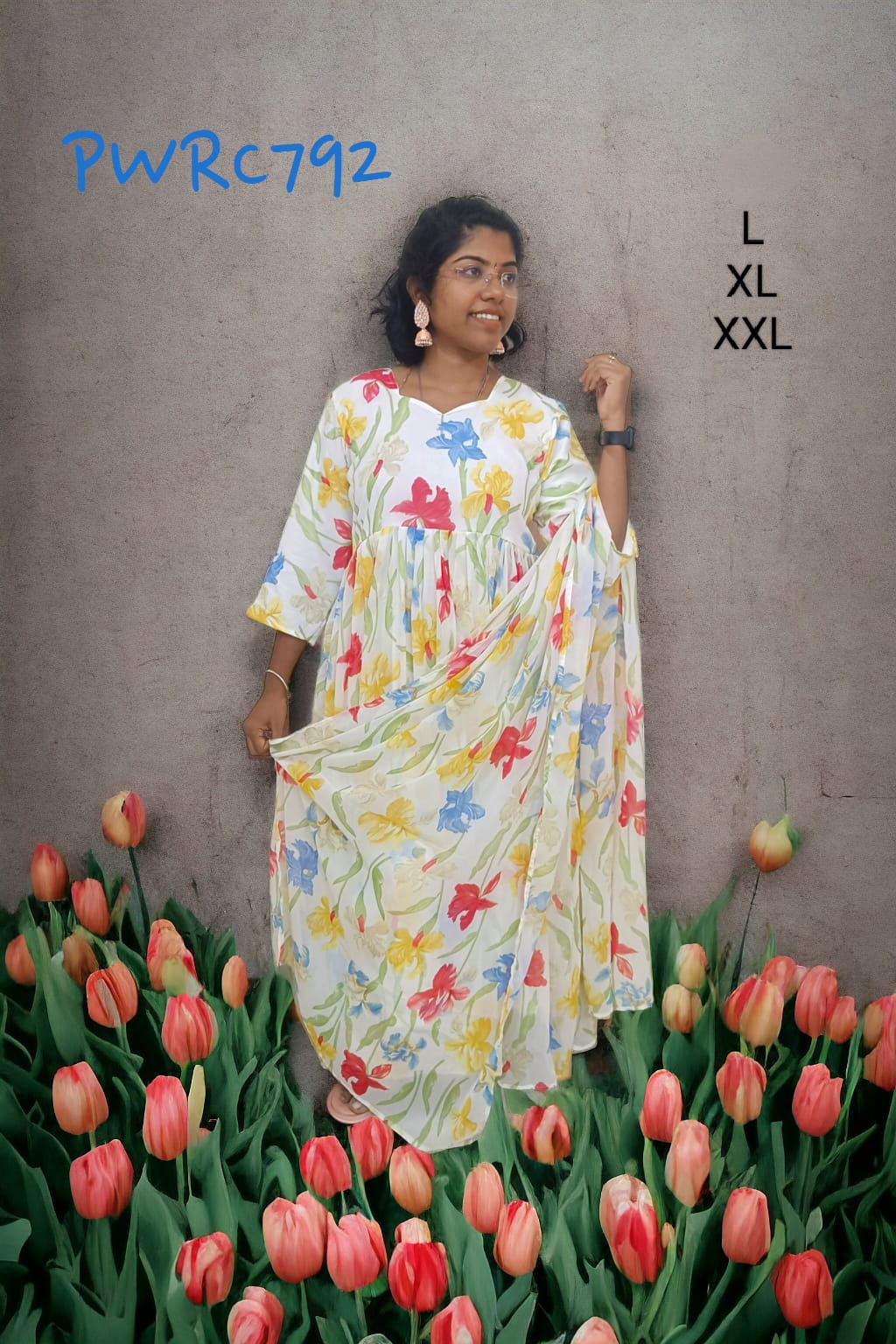 Sandal Georgette trending maxi gown with dupatta - PWRC792