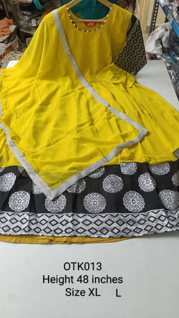 Yellow Georgette Maxi With Dupatta - OTK013