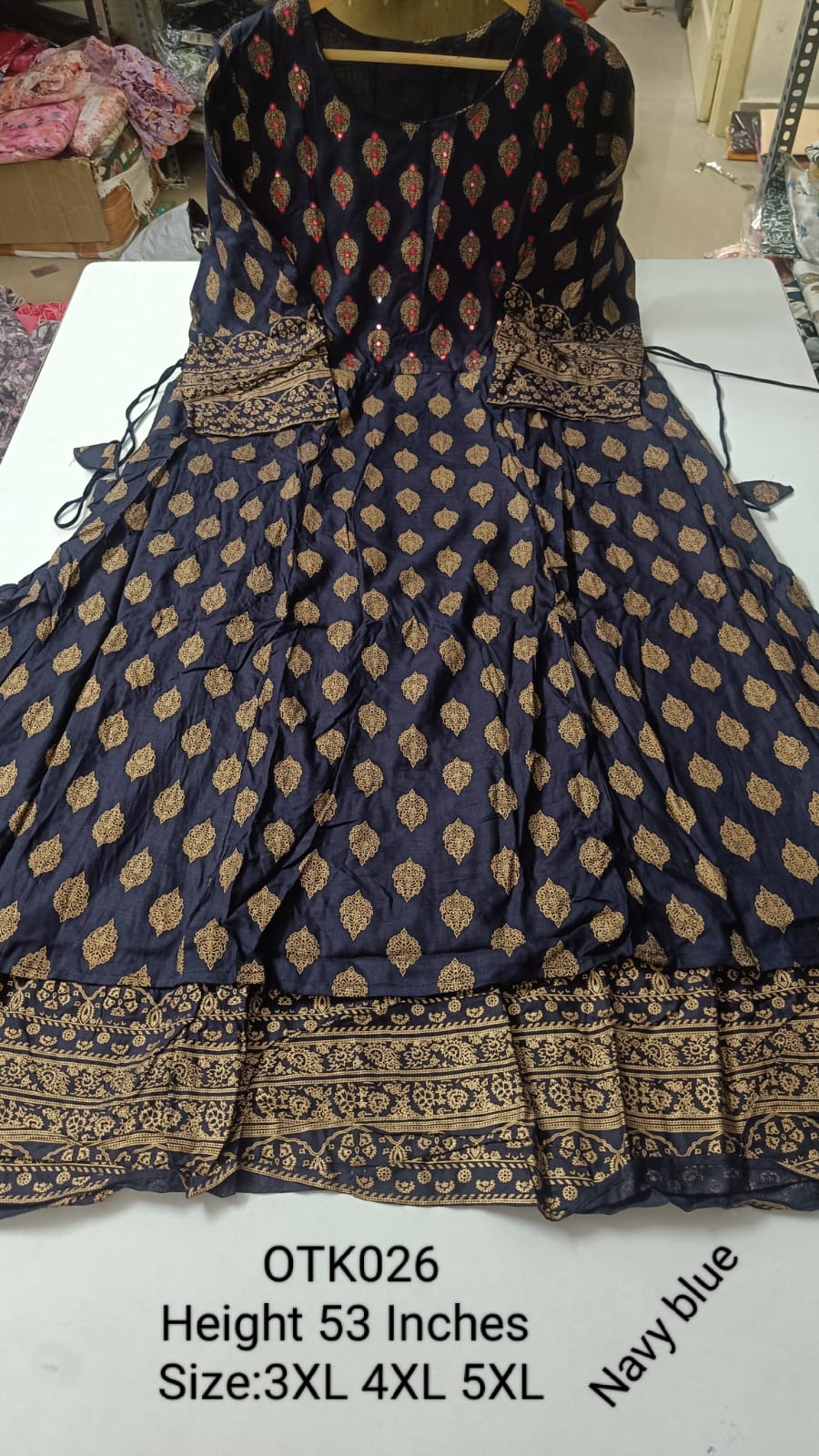 Navy Blue  Rayon Maxi Gown- OTK026