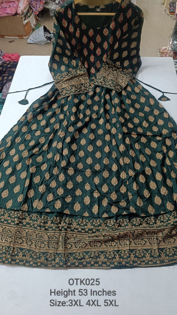 Bottle Green  Rayon Maxi Gown- OTK025