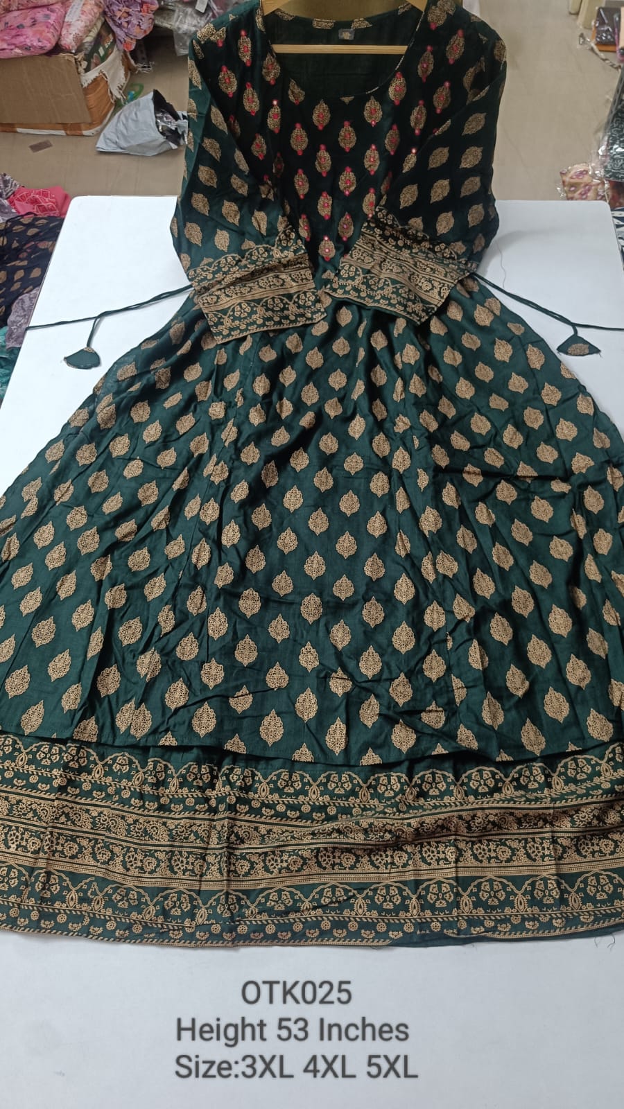 Bottle Green  Rayon Maxi Gown- OTK025