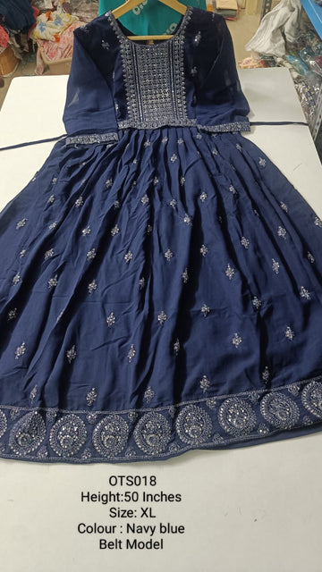 Navy Blue Georgette Maxi - OTK018