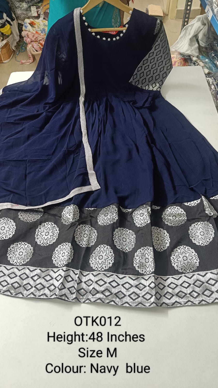 Navy Blue Georgette Maxi With Dupatta - OTS012