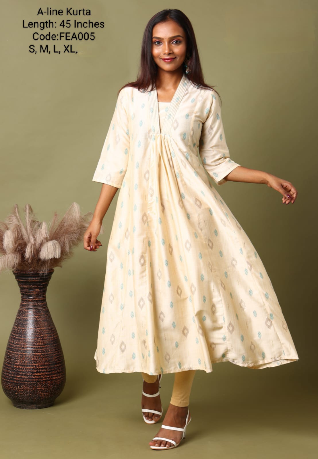 Skin V Neck Silk Cotton Embroidery Alone - FEA005