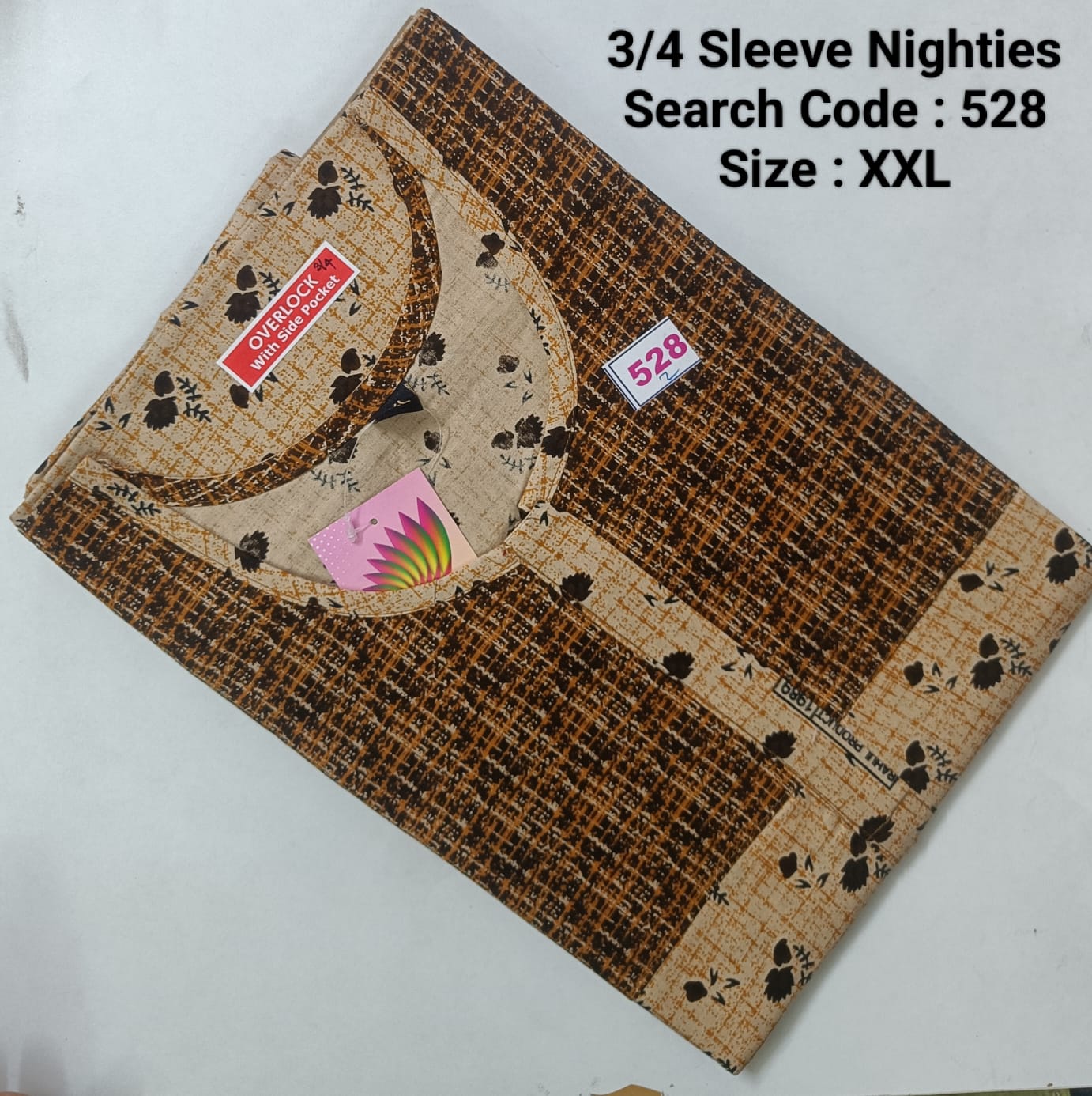 Skin Cotton Nila 3/4 Sleeve Model Nighties -528