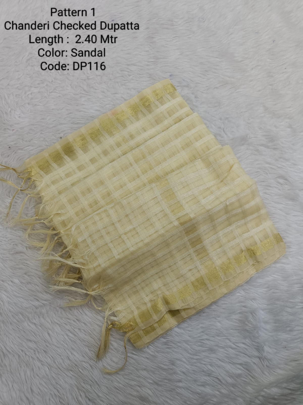 Sandal  Chanderi Checked Net Dupatta - DP116
